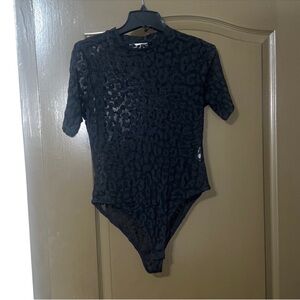Black sheer lace bodysuit